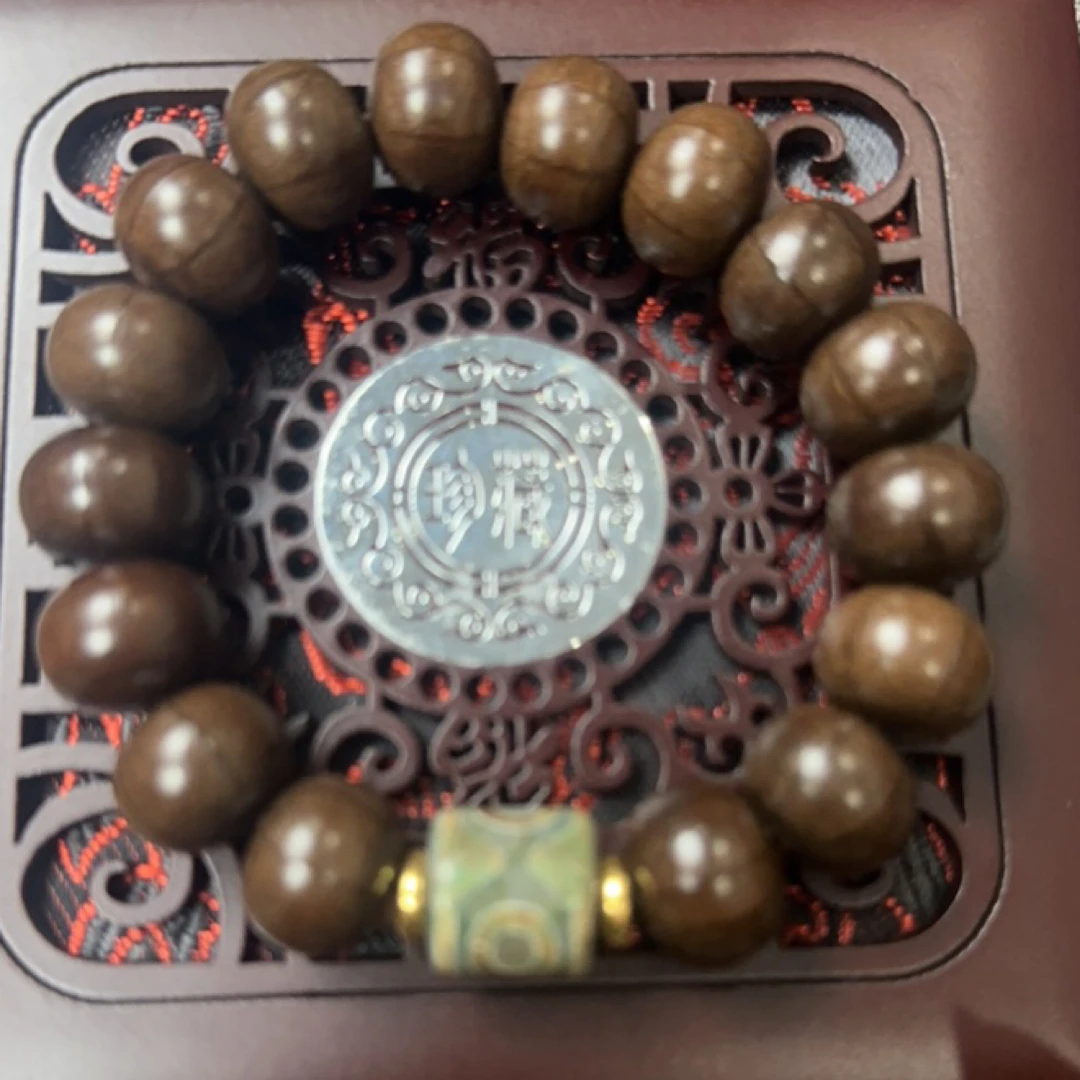 增香沉香木六道木算盘珠带天珠 15mm
