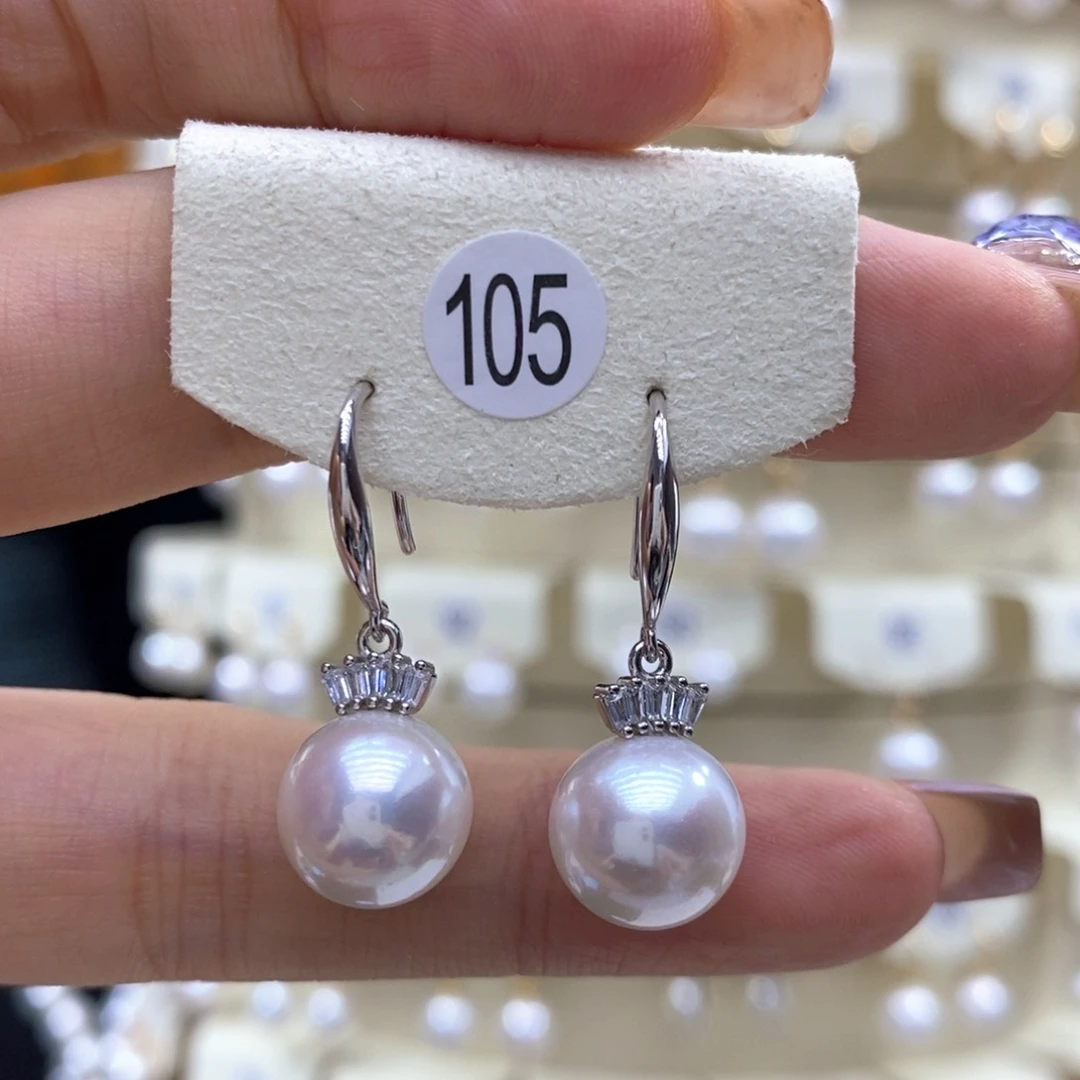 银S925镶嵌淡水珍珠耳饰