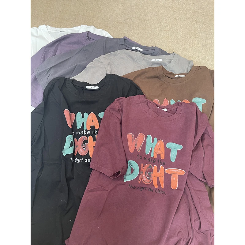 DaoZi/丹丹 时尚宽松圆领印花字母T恤