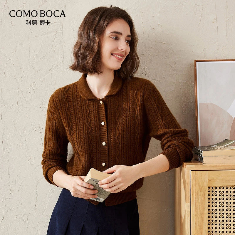 25年北疆白绒秋冬雅丹风气质百搭毛衣女针织纯羊绒开衫KSS1966