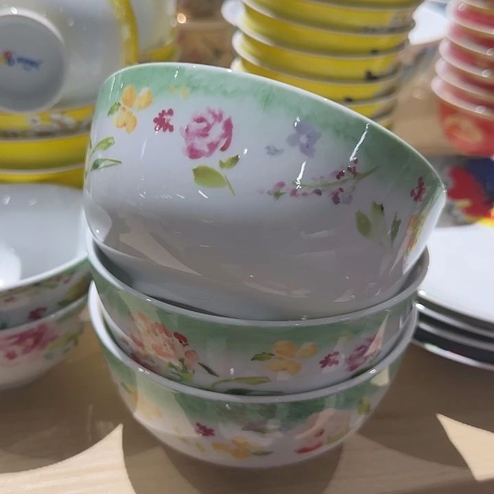 瓷5.5寸生如夏花面碗3个