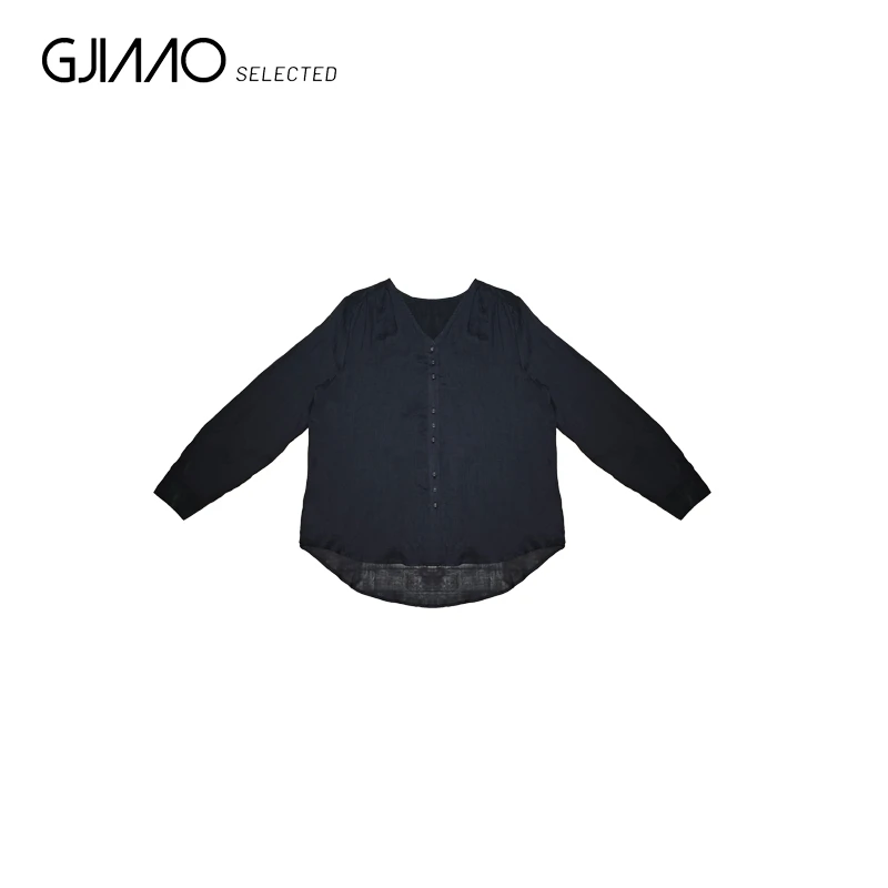 93807 后背印花字母V领麻衬衣