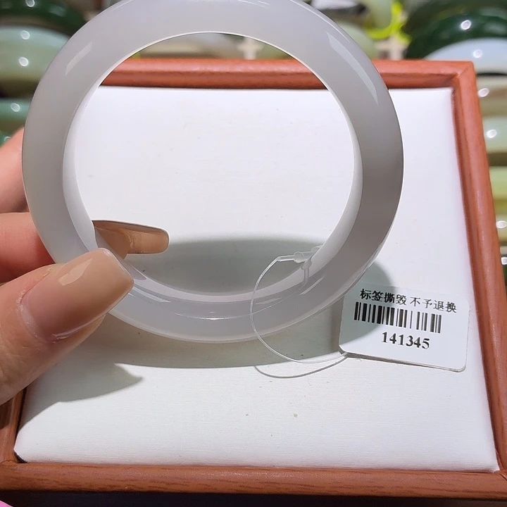 和田玉未镶嵌手镯冰烟紫51.5