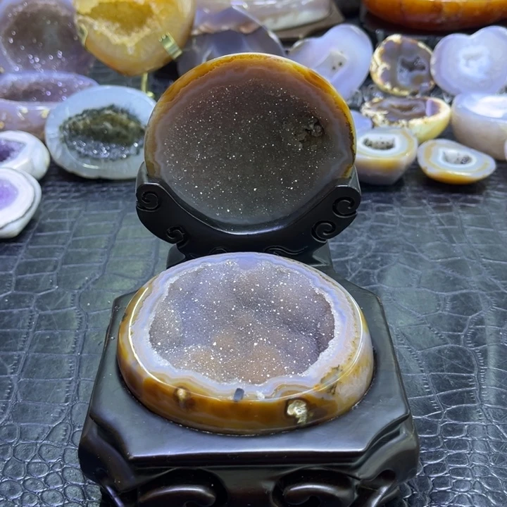 珠宝半成品未镶嵌水晶精抛紫啵啵盆