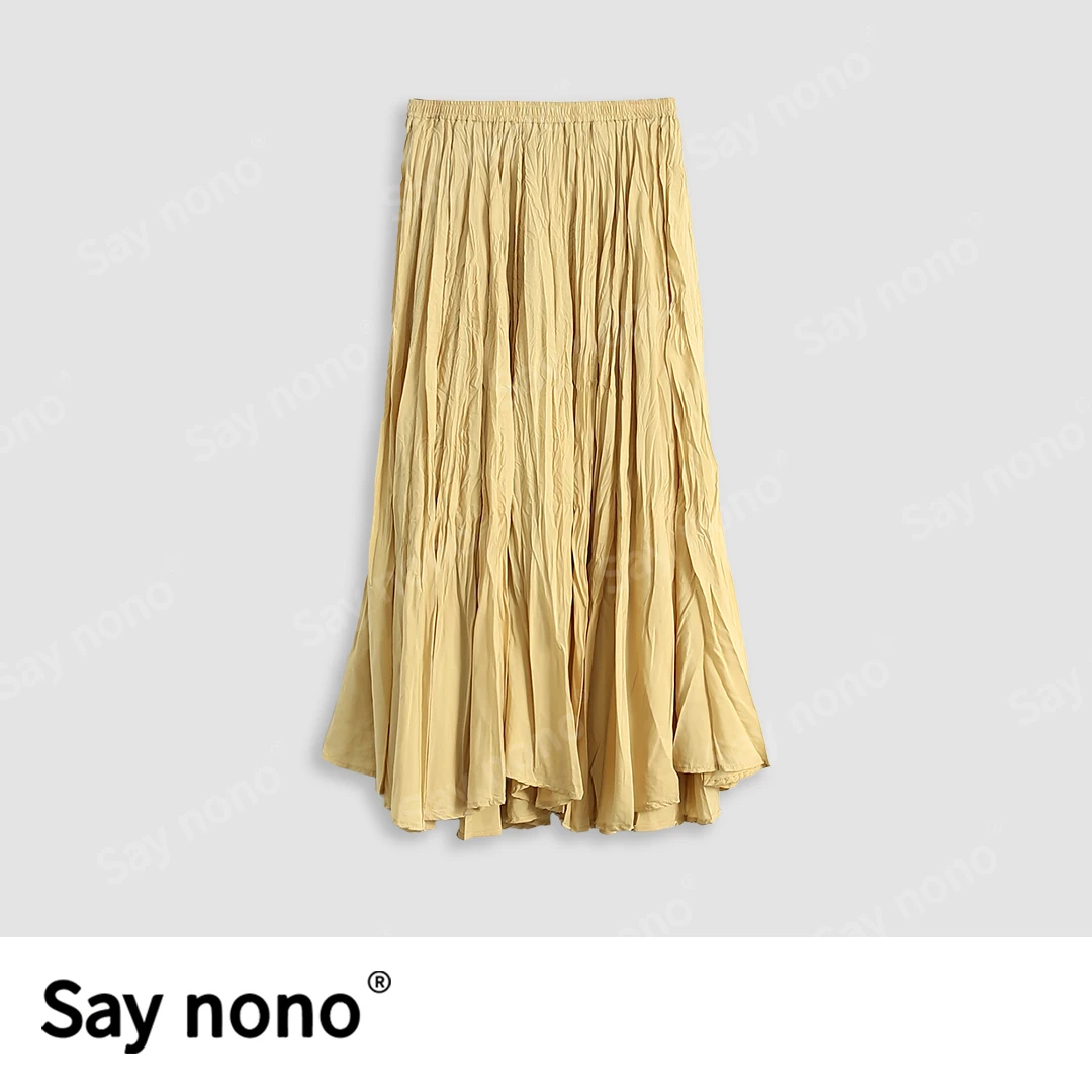 懒猫nono│褶皱气质纯色半身裙/YC7508