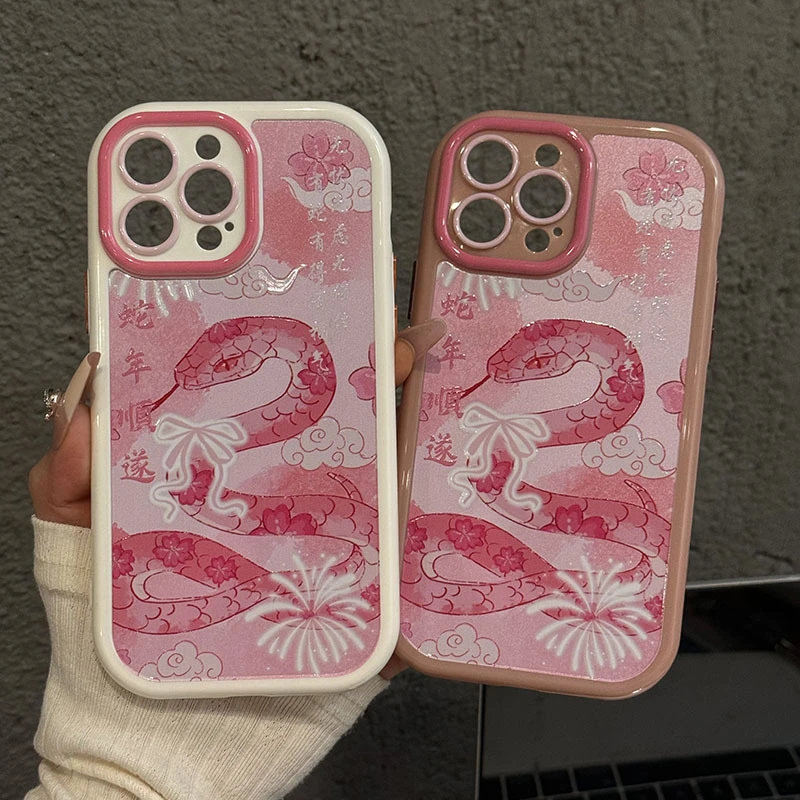 奶油壳适用苹果16手机壳iPhone15华为樱花小蛇mate70可爱小米新款