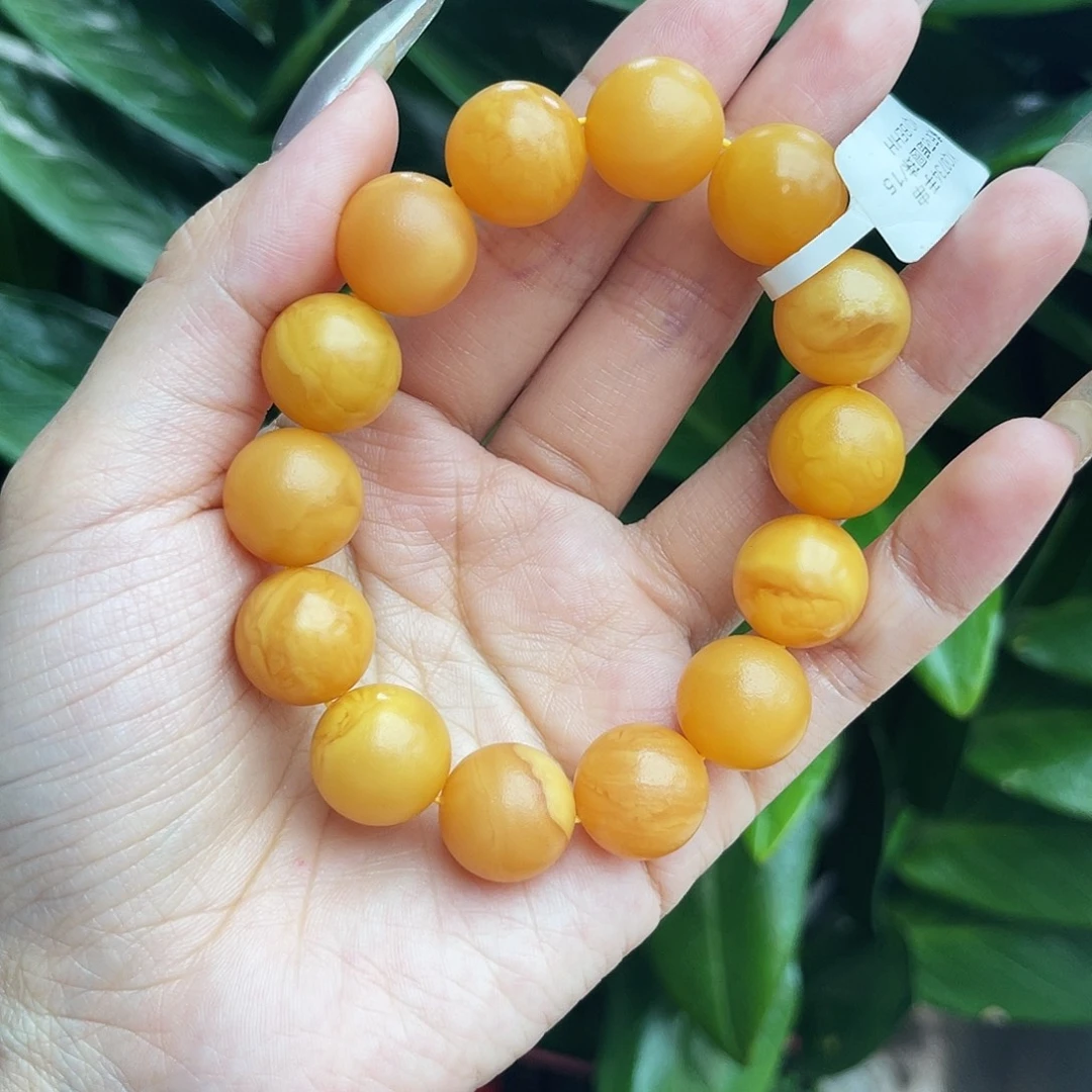 琥珀未镶嵌手链15m花蜡