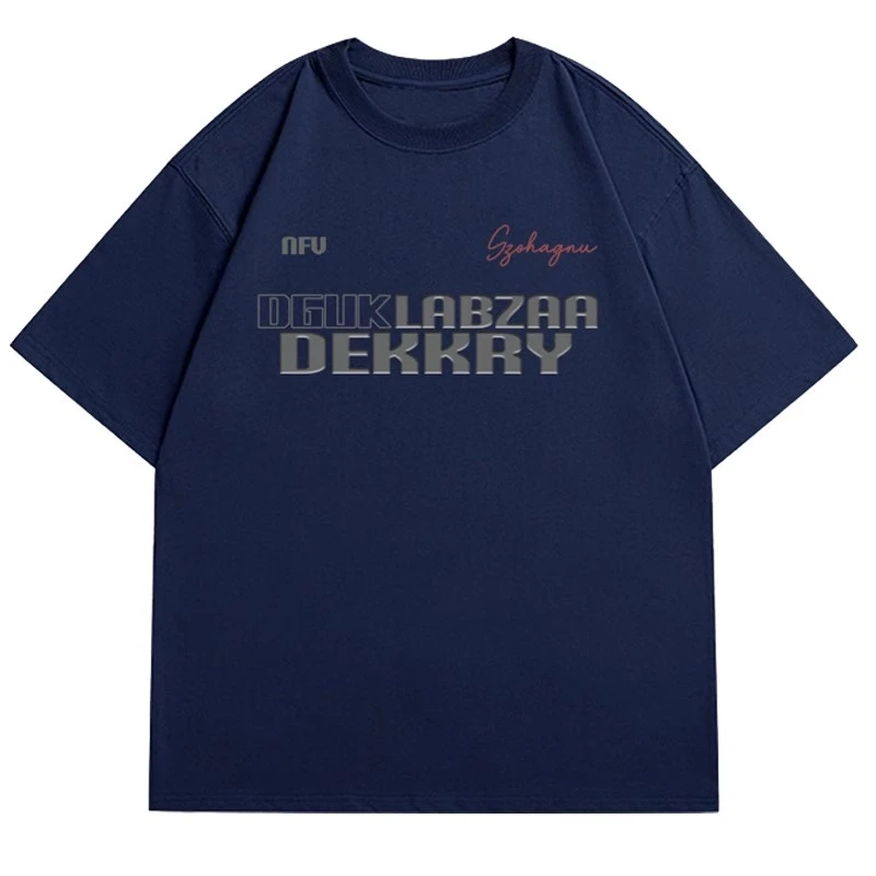 ins美式潮牌设计感印花字母短袖T恤男士夏季新款休闲宽松棉纯上衣