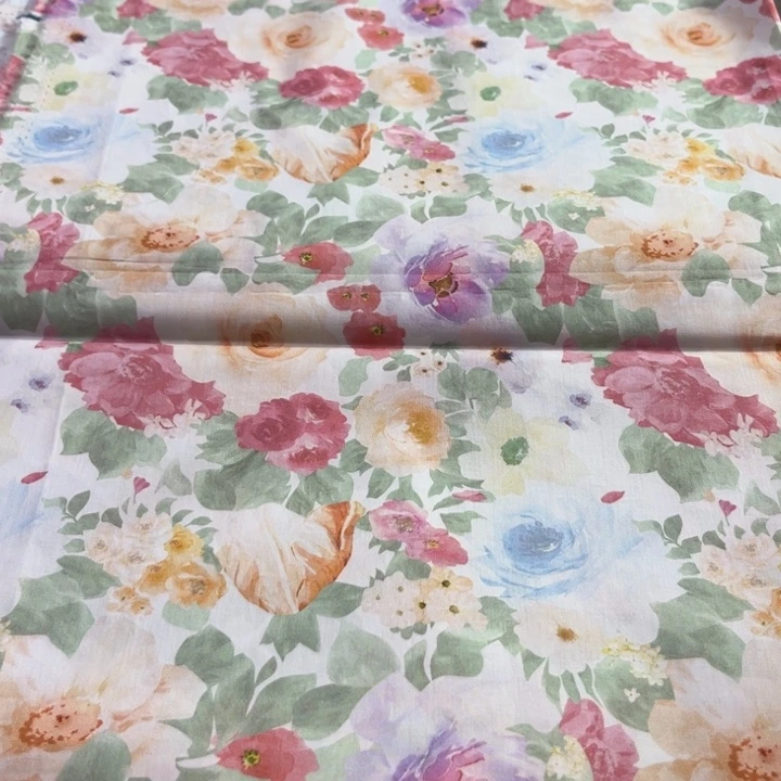 棉 绚烂玫瑰 60支数码印花全棉府绸1.45幅宽 一米价