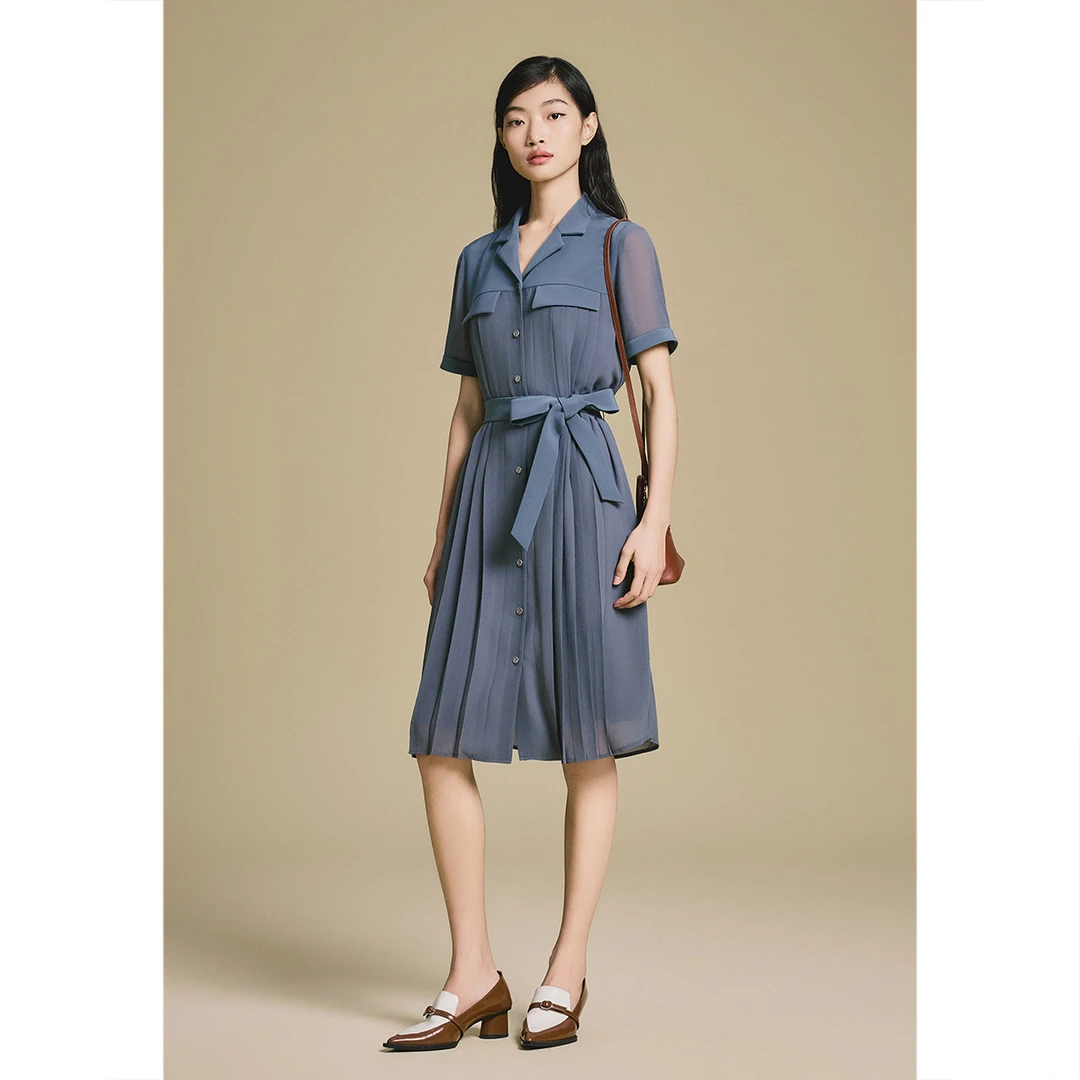 PSALTER/诗篇2025年夏季新款气质百褶衬衫连衣裙6C65205163