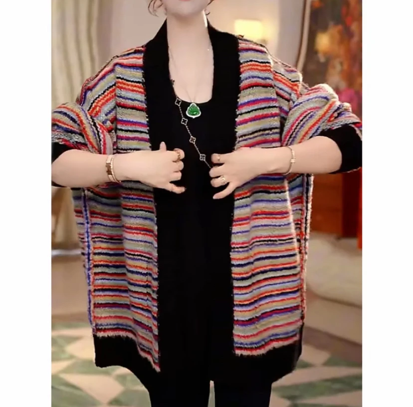 时尚减龄韩系慵懒风针织外套女2025秋冬新款洋气正反两穿休闲开衫