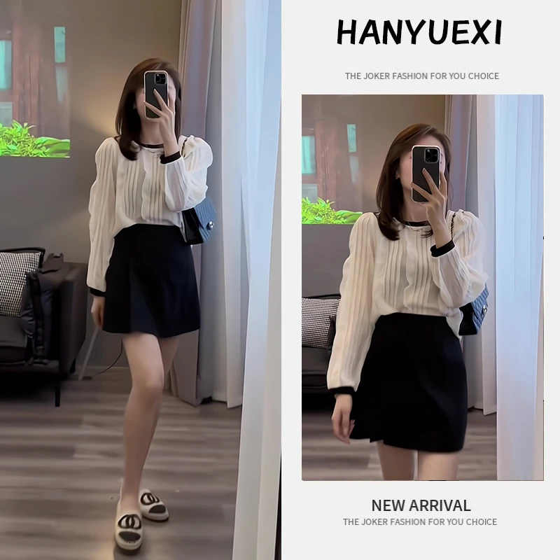 夏季一整套女装2025新款韩版遮肚显瘦减龄时尚长袖罩衫短裙两件套