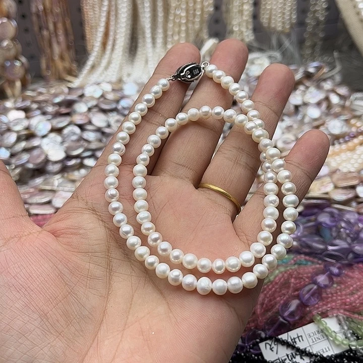 玛瑙/玉髓未镶嵌珠宝半成品一条5mm左右珍珠
