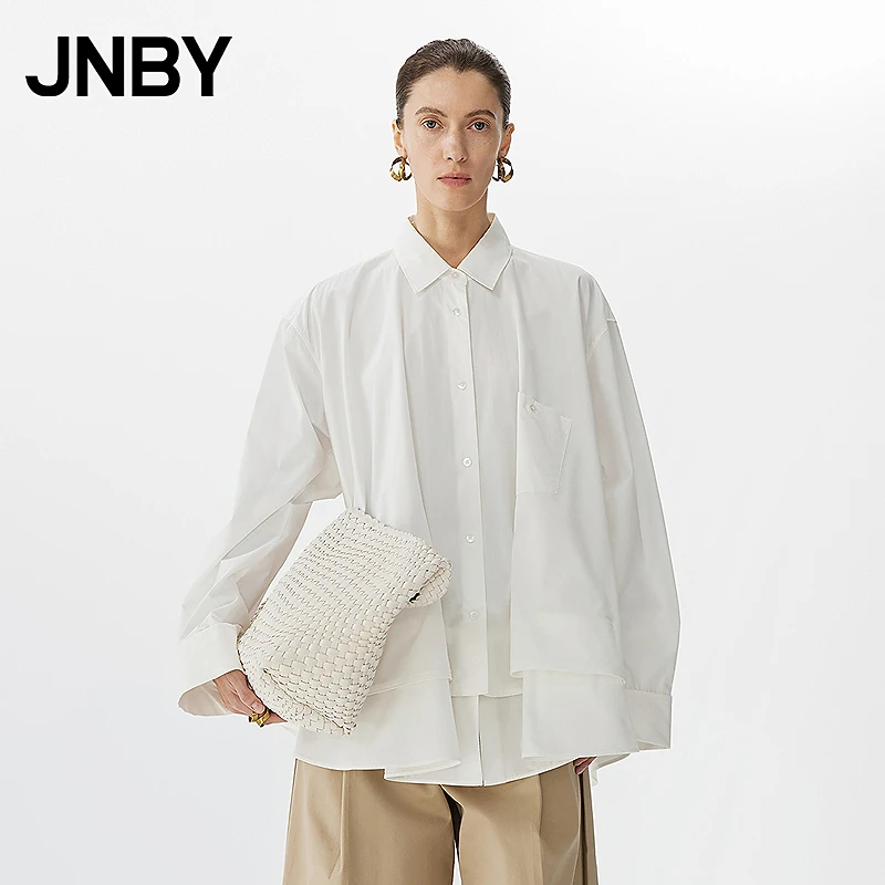 【商场同款新品】JNBY/江南布衣25春叠褶衬衫女休闲宽松5P1212180