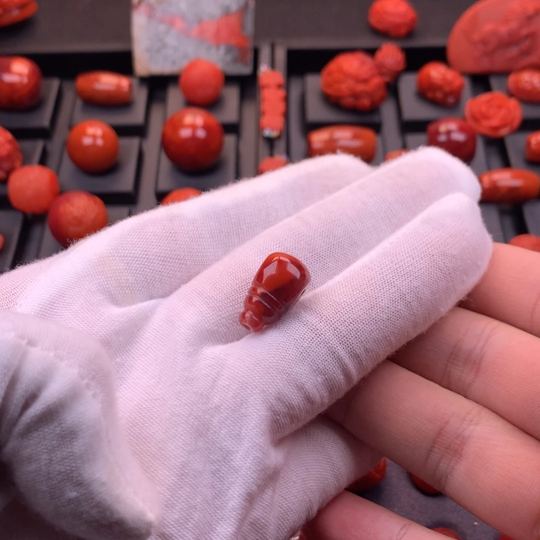 南红玛瑙未镶嵌川料原矿妖花火焰奶嘴三通10.1mm