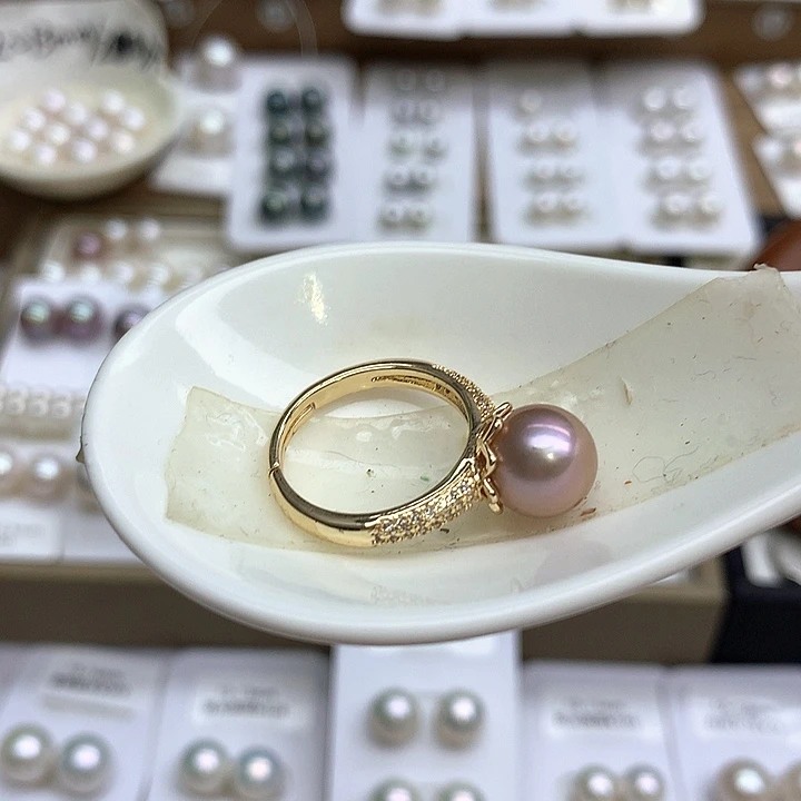 戒指银S925镶嵌淡水珍珠