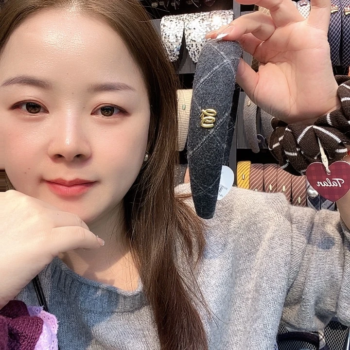 布艺铁合金灰色发箍