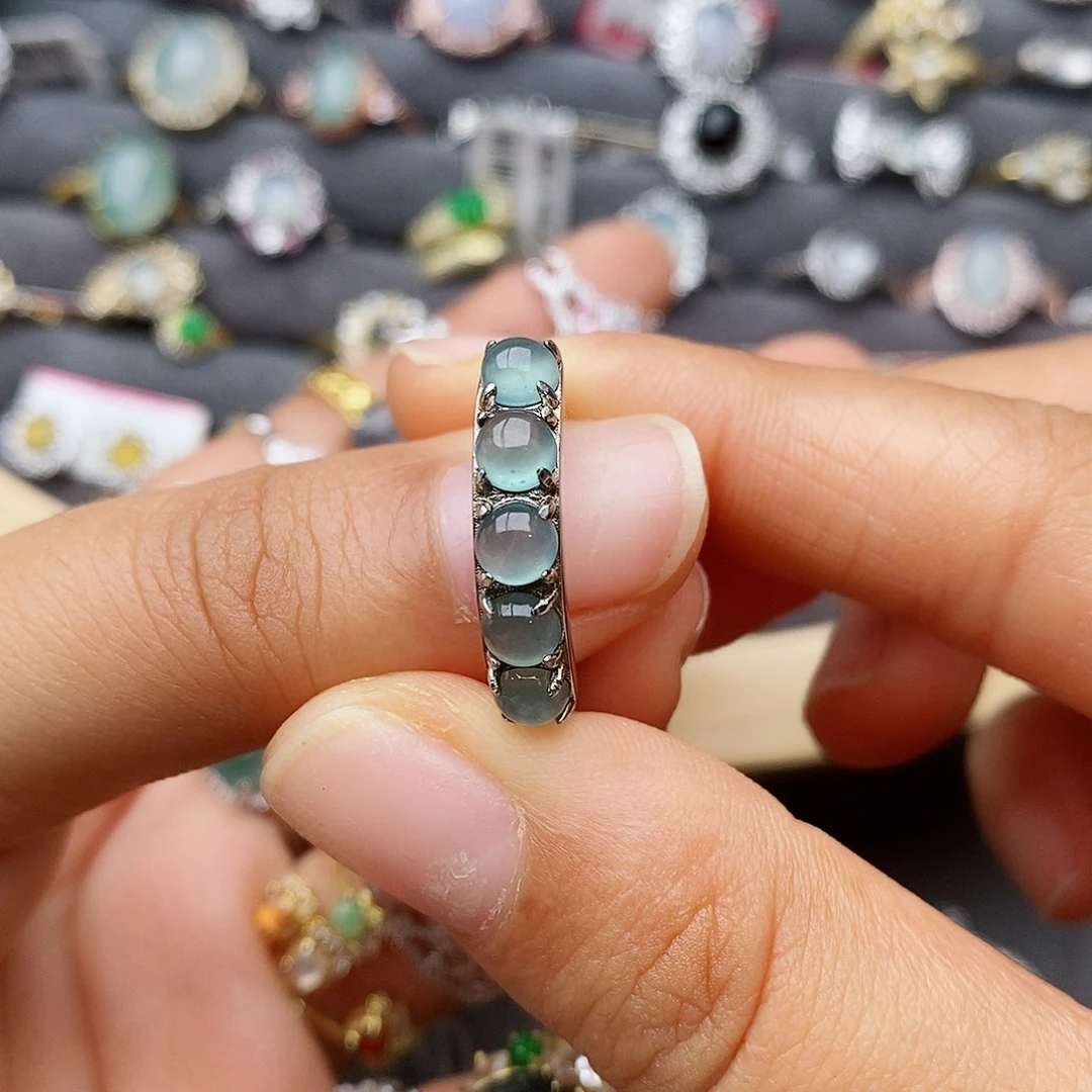 翡翠戒指银S925镶嵌丹1111111