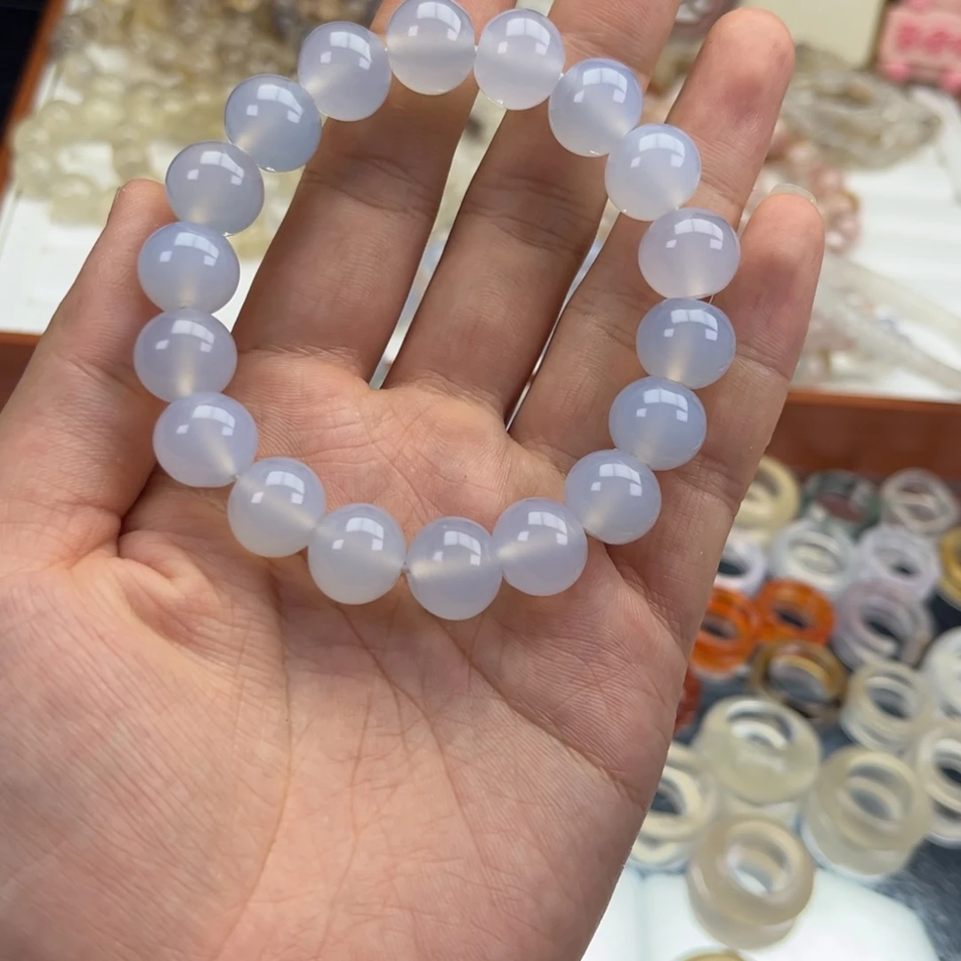 戒指未镶嵌玛瑙/玉髓蓝玉髓圆珠