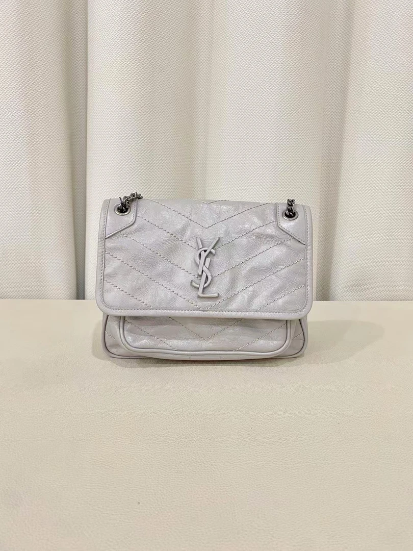 99新 YSL/圣罗兰 ysl niki小号浅灰色/优品