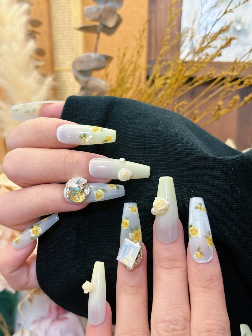 野枚诗篇-新中式水彩手绘黄玫瑰