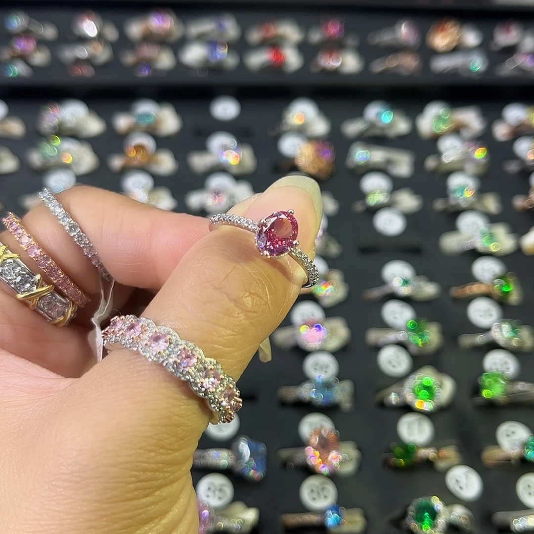 莫桑石非金属SHK白微镶鸽子蛋西柚粉冰花-12