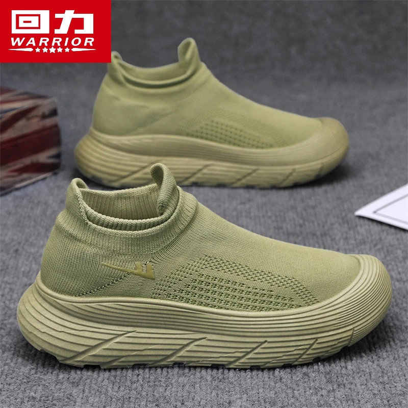 回力男鞋2025新款冬季懒人一脚蹬袜子鞋户外运动透气飞织休闲鞋子
