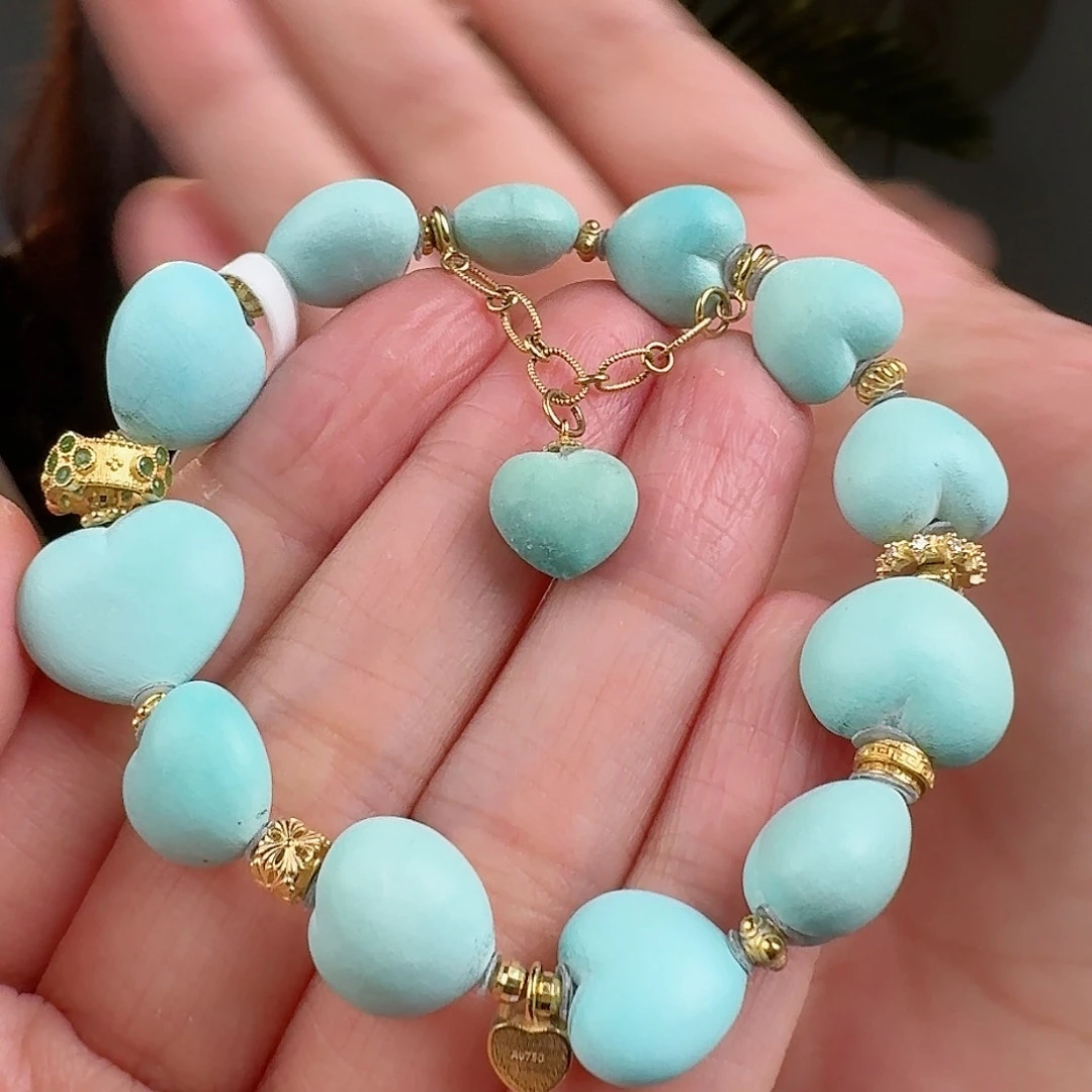 绿松石珠宝奇石18K金镶嵌