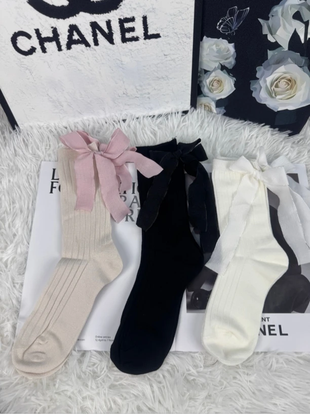 法式少女蝴蝶结可爱百搭公主高筒袜