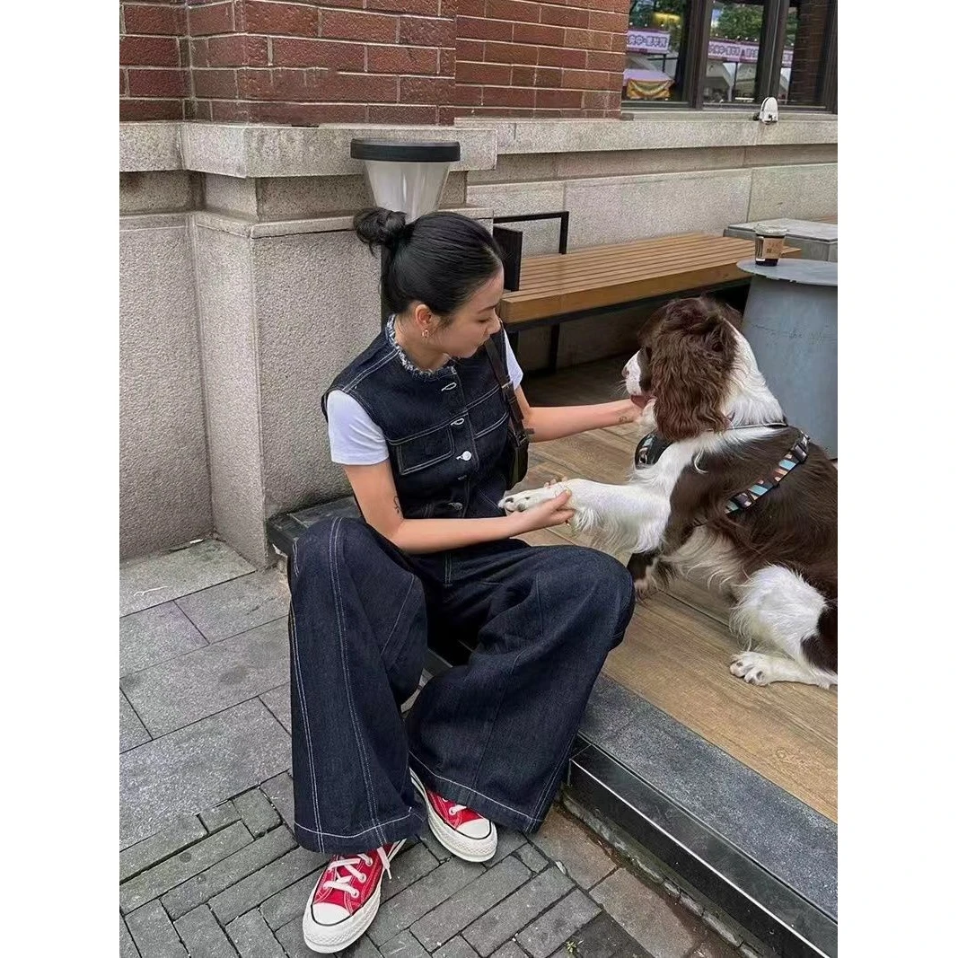 港风轻熟套装女春夏季冷淡系休闲穿搭仔马甲显瘦阔腿裤两件套潮