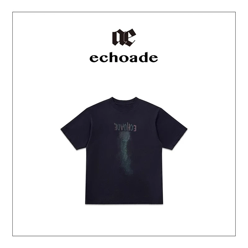 【茉舍】ECHOADE 丝网印花旧水洗工艺宽松廓形T恤 EA252T1182W-620