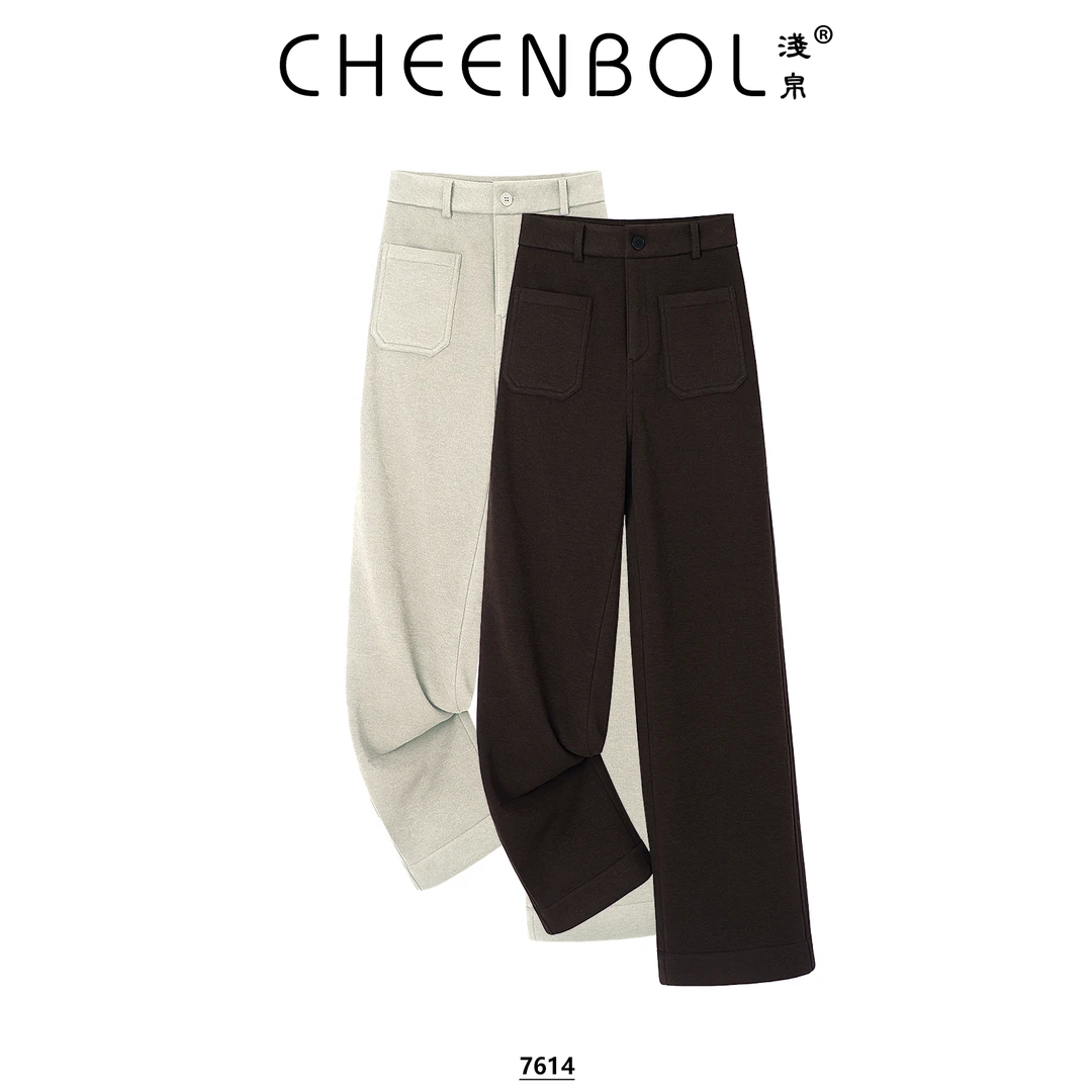 7614醋酸羊毛阔腿裤女秋冬新款显瘦直筒窄版垂感毛呢休闲加绒裤子