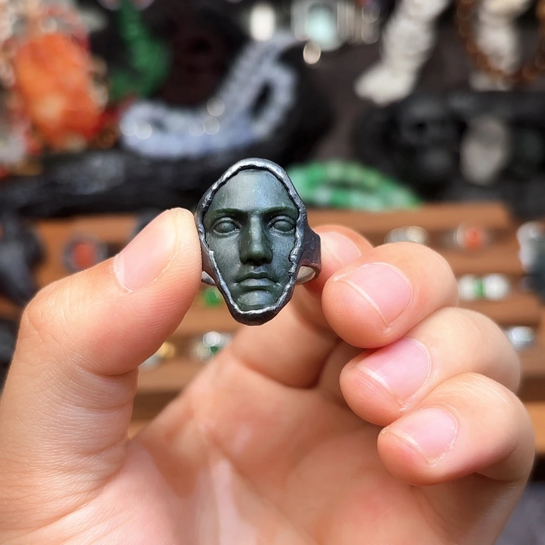 麒***弟翡翠银S925镶嵌戒指