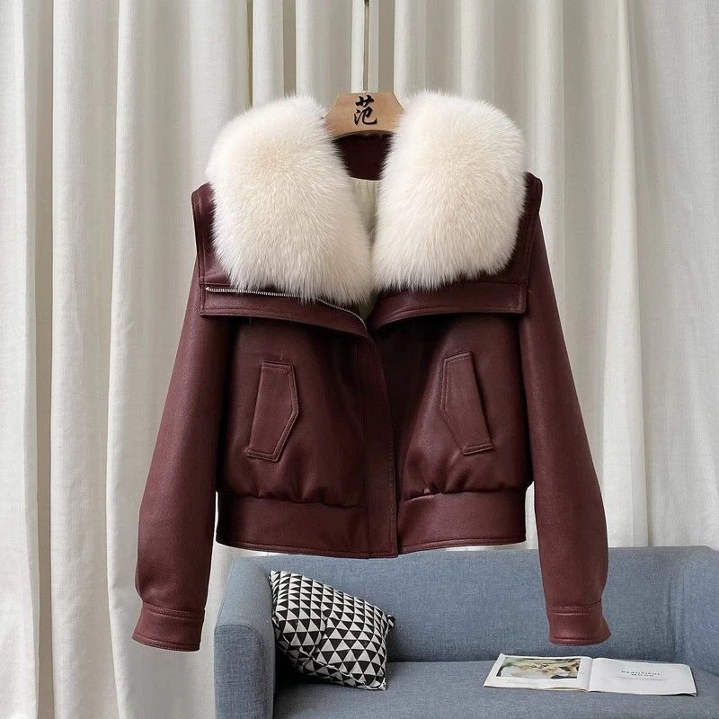 时尚短款加厚外套女秋冬百搭气质新款短款毛毛领