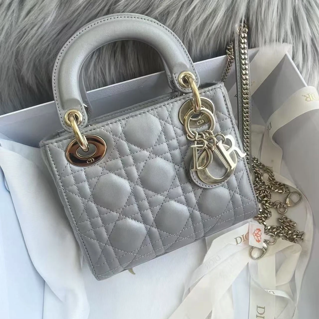 95新 DIOR/迪奥 三格戴妃珠光灰/优品