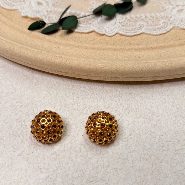 铜合金合成锆石耳饰 【六六中古】孤品复古耳夹th6223