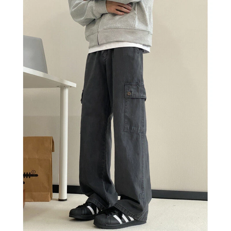 美式复古工装牛仔裤男款春秋季潮牌宽松直筒裤高级感痞帅休闲裤子