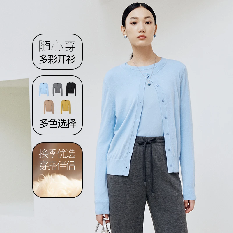 firststation时尚百搭多色圆领宽松针织开衫毛衣女25秋新款9156A