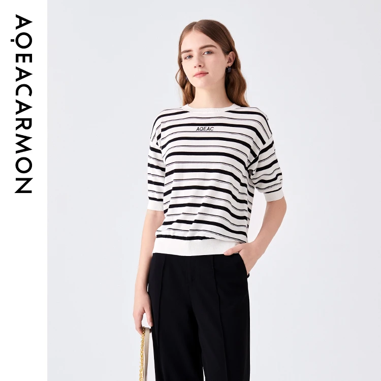 【粉丝专属】雅格上美 春季女士短袖针织衫T恤 A24CF22J13