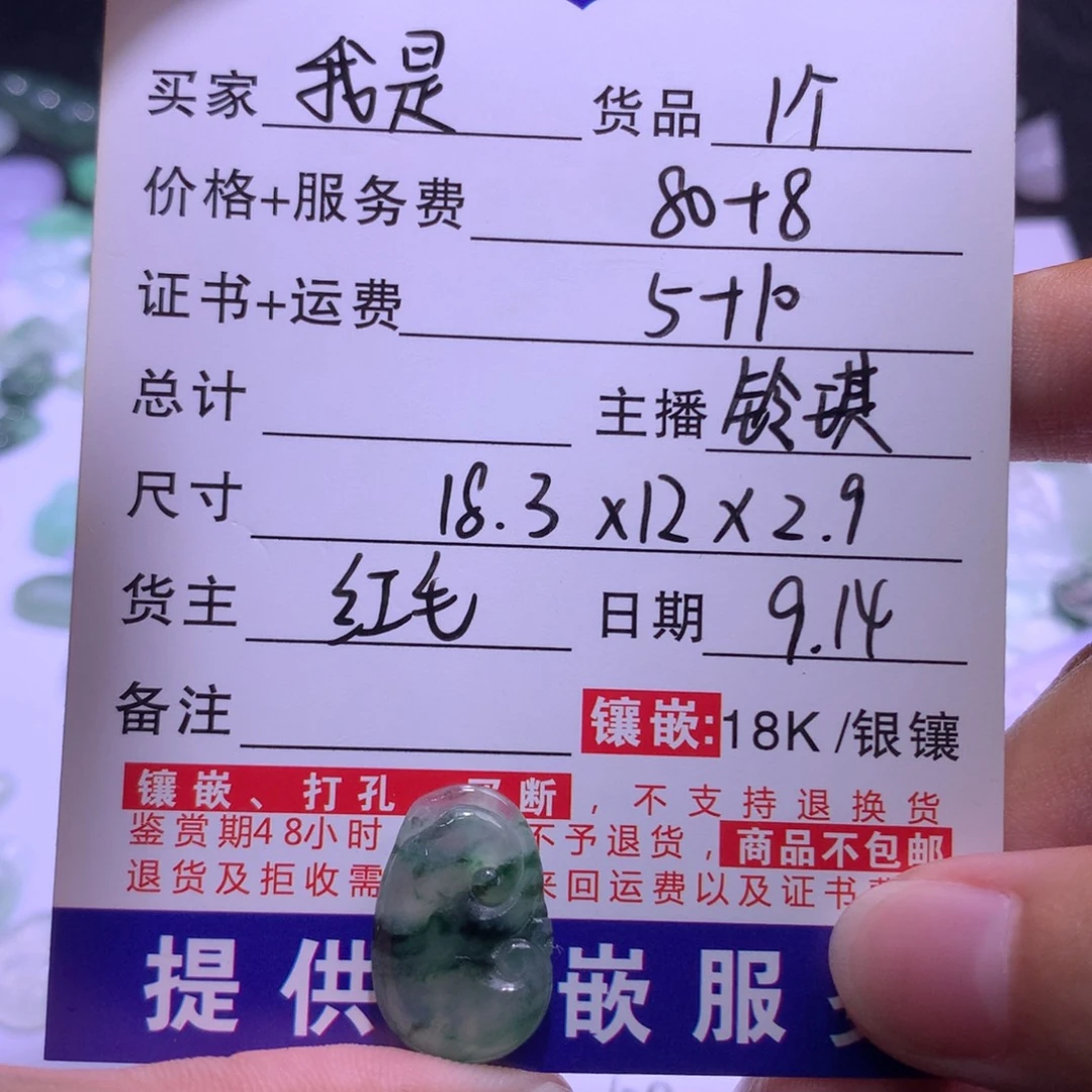 我***。颈饰未镶嵌翡翠1个
