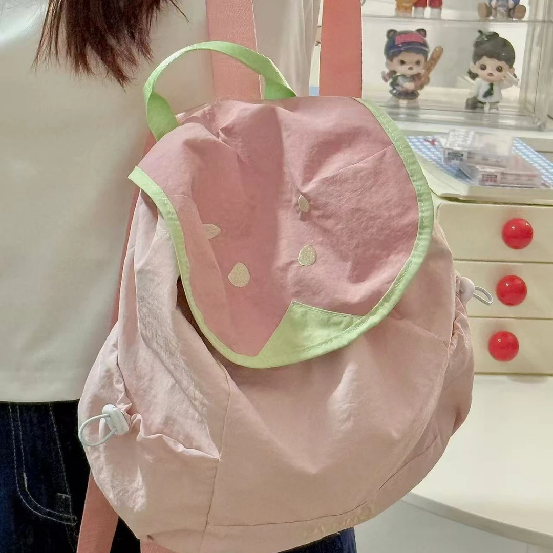 夏日水果系包ins风新款撞色双肩包彩色多巴胺可爱书包大容量包包