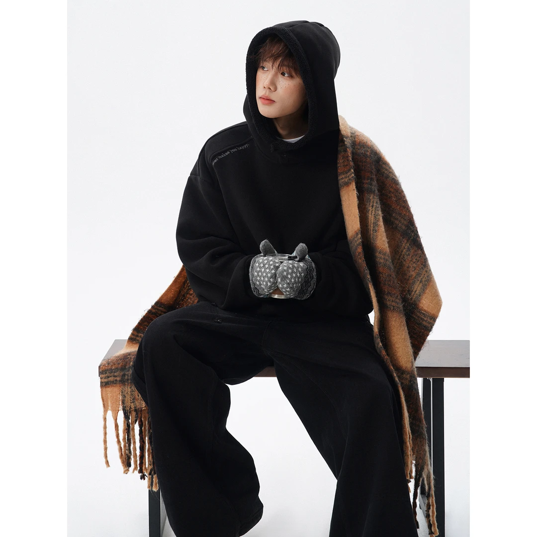 重磅半高领连帽卫衣男高街vibe痞帅套头帽衫美式潮牌休闲百搭外套