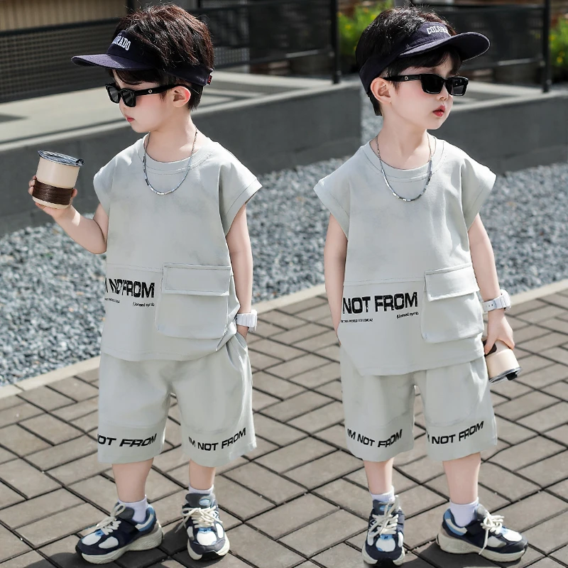 男童夏装套装3--6岁潮流痞帅炸街潮装阳光干净帅气小男孩短袖套装