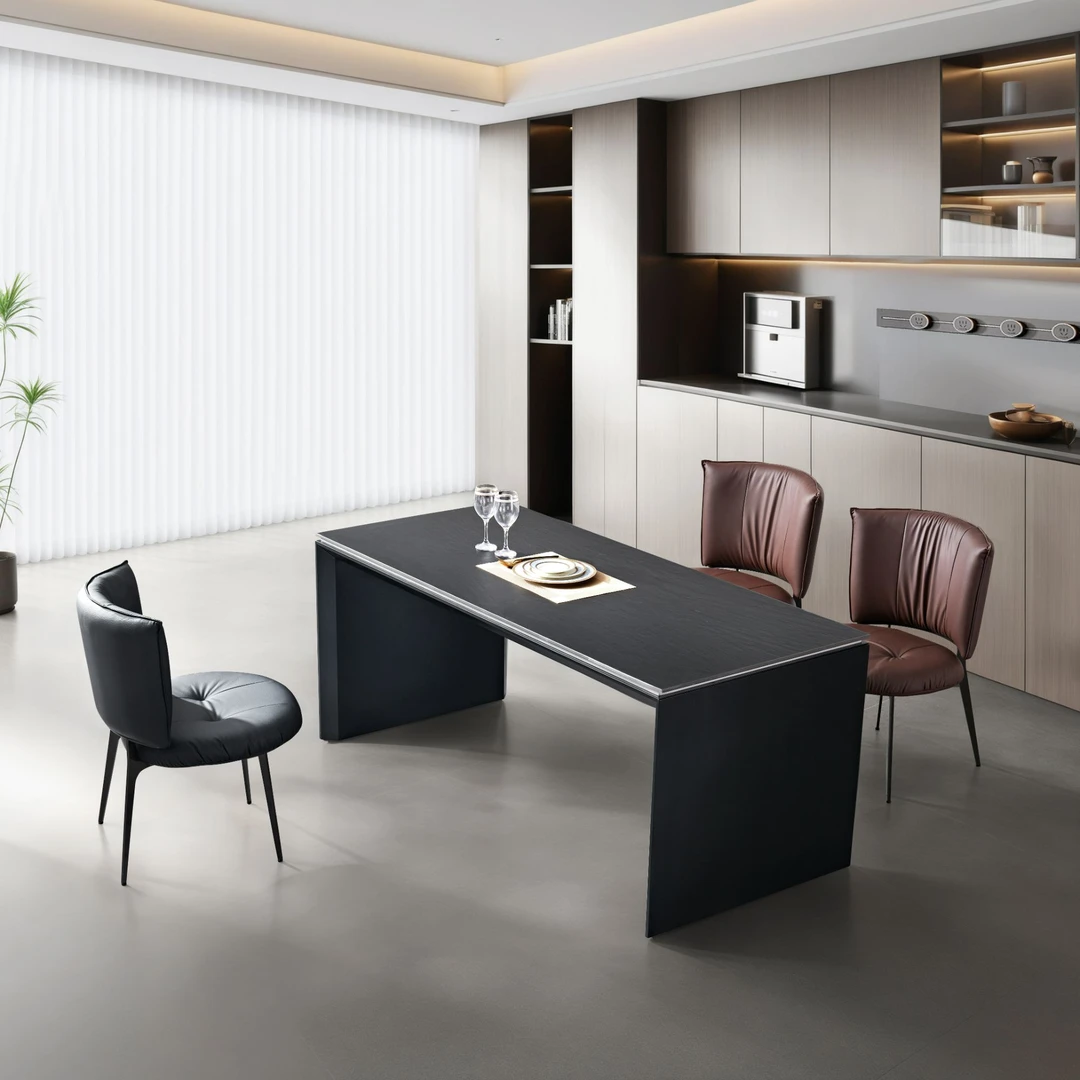 现代轻奢岩板餐岛分体茶可组合茶室大餐桌两用桌