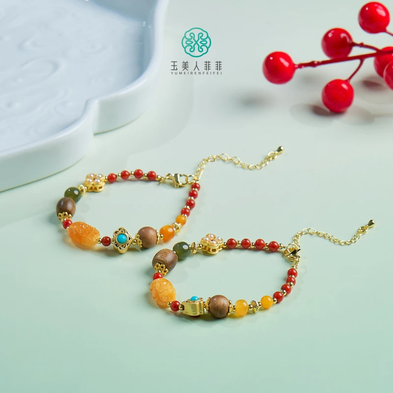 石惑珠宝^蜜蜡貔貅多宝手链-多样性发一