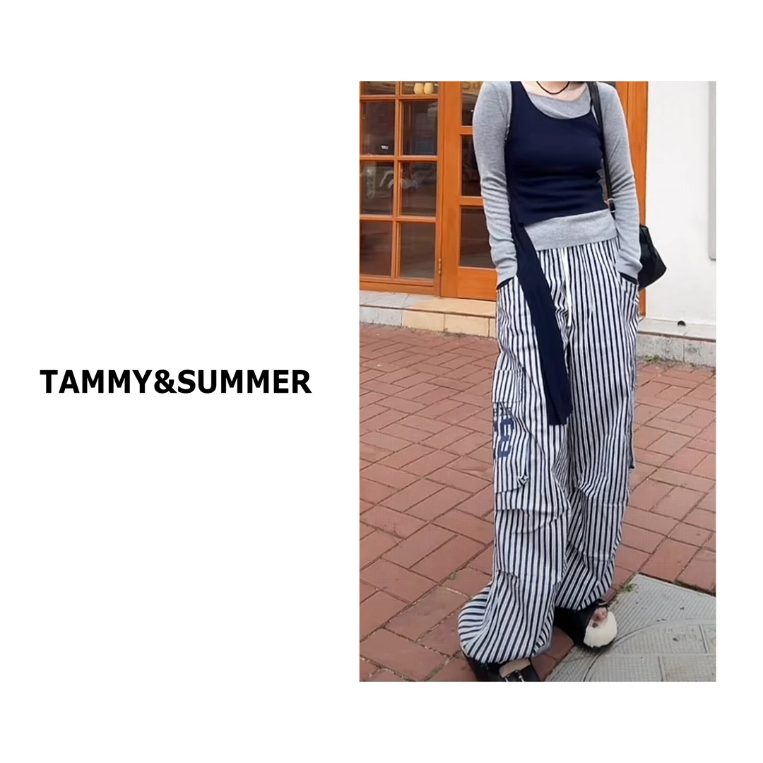 【Tammy&Summer】韩版洋气时尚百搭宽松慵懒风松紧腰工装休闲裤2550