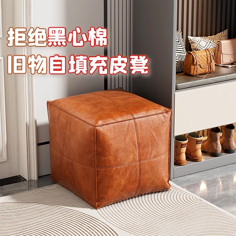 美式多功能收纳凳子储物沙发凳可坐成人皮墩子坐垫收纳箱玩具收纳