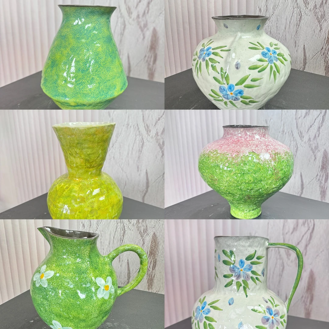 手绘陶瓷花瓶中式风格可用于客厅插花干花摆放装饰