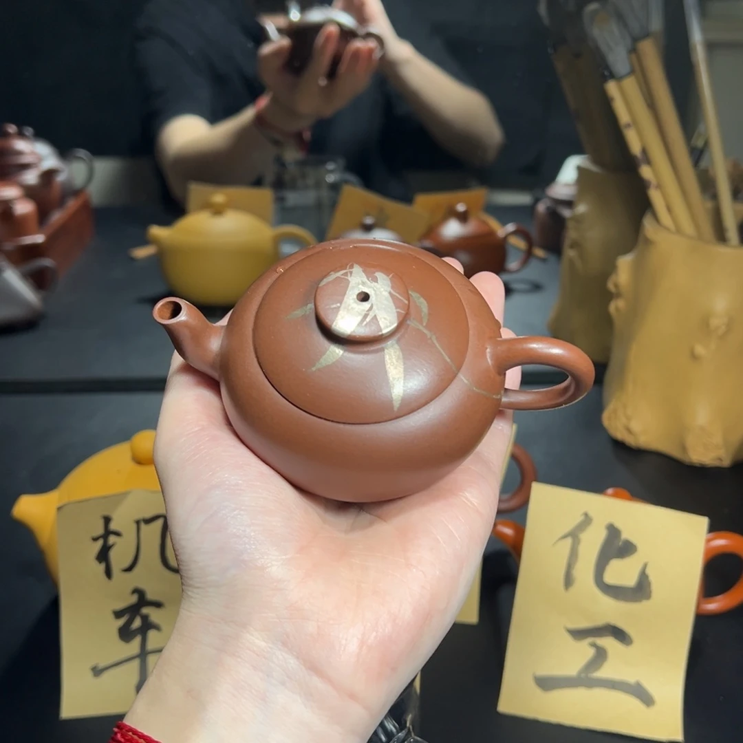 茶壶紫砂士恒巨轮、紫泥 130cc