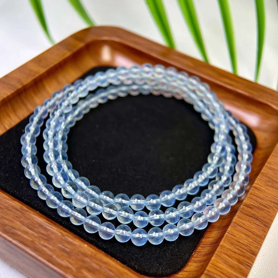 高冰川海蓝宝多圈手串4mm+ FX-5817